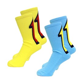 [LIXTICK] ARROW SOCKS 2 PACK | Arrow Design Socks, 2 Pairs, YELLOW/LIGHT BLUE