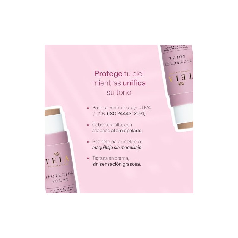 TEIA COSMETICOS Protector Solar Facial en Barra, FPS40, 100% Mineral