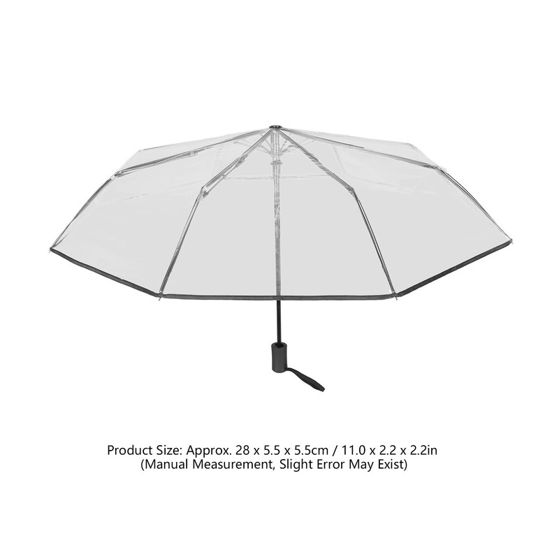 Compact Umbrella Black Transparent Automatic Design Sturdy Structure Travel Umbrella