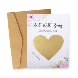 Qaziuy Pack of 8 Scratch Cards with Envelopes and Heart Scratch Stickers and Set, Scratch Cards to Write Yourself as Birthday Card, Wish Voucher Voucher Card for Birthday, Wedding, Party