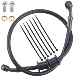 Motorcycle Hydraulic Line, 60cm Universal Braided steel Clutch Oil Pipe, Black Gas Fuel Hose PVC Tube Replacement for for ATV Bikes Motocross Street Bikes (60cm 23.63",Black)