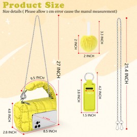 BVYA Two Sizes Quilted Wristlet Bag for Women, Puffer Handbags,Evening Bags,Charm Lipstick Bag