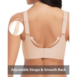 WOWENY Wireless Bras for Women no Underwire Push Up Bra Comfort Seamless Full Coverage Bralettes with Support Everyday Bra Beige M