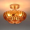 Semi Flush Mount Ceiling Light Fixture, Amber Glass 3-Light Modern