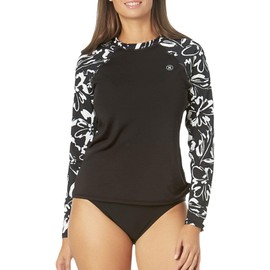 Hurley Women's Long Sleeve Rash Guard, ink fresco
