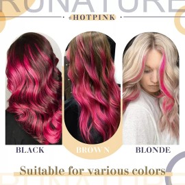 Runature Extensiones De Cabello 100% Humano 25gr 20in Rosa Caliente