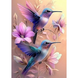 TOSTOG Hummingbird Diamond Art Kits for Adults, DIY Flower Diamond Painting Kits for Adults, 5D Full Drill Diamond Painting for Home Wall Decor gifts 11.8 In * 15.75 In.