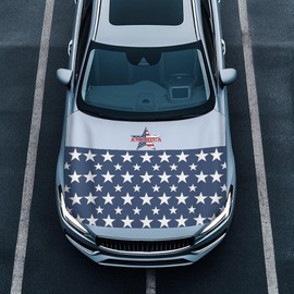 Qiyupavto Car Hood Cover Polyester Elastic Fabric Protector for Car Hood Waterproof Automotive Accessories for Most Automotive Sedans Pickup Trucks SUVs(Five-Pointed Star Flag Design)