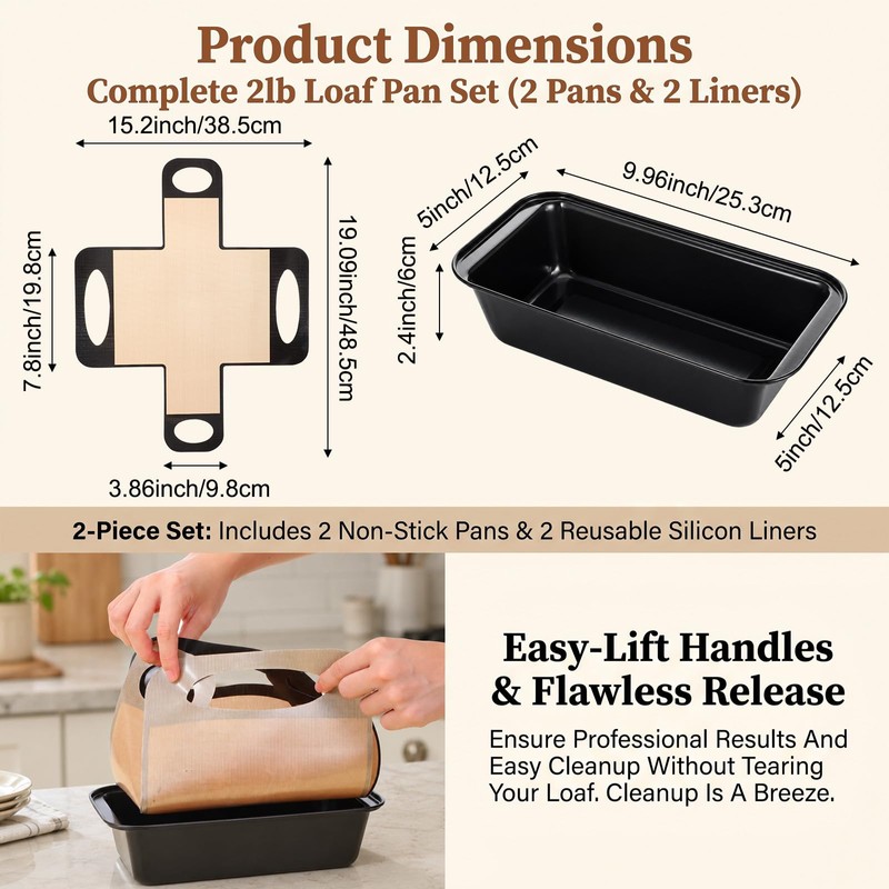 9x5 Loaf Pans for Baking Bread with Silicone Loaf Pan