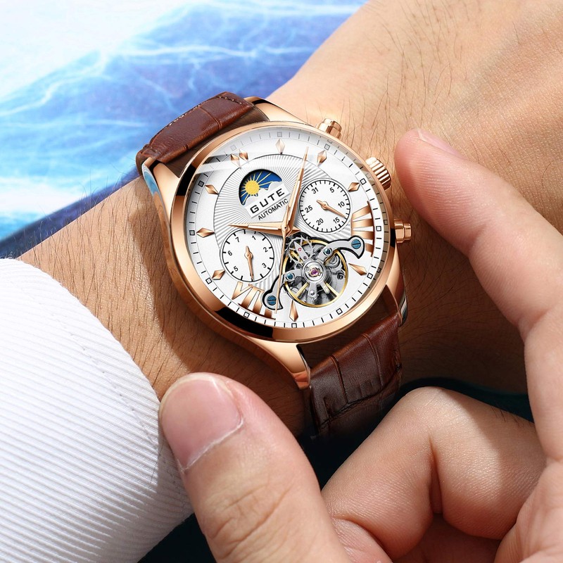 Gute Mens Watches Chronograph Men Designer Automatic Mechanical Skeleton Wrist