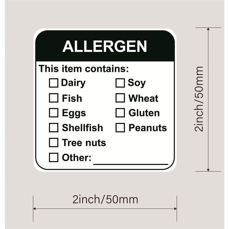 Allergen Warning Label Stickers,2inch 300pcs Food Allergy Warning Sticker for