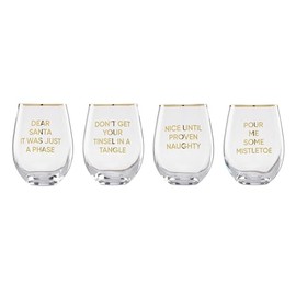 Cambridge Barware Hydration, Stemless Wine Glasses, Dear Santa