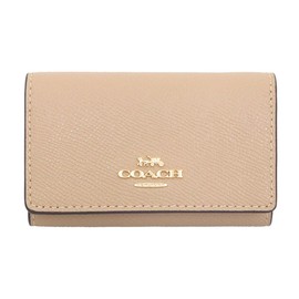 Coach F76741 76741 Accessories (Key Case) Cross Grain Leather 5 Row Key Case, Women's, Men's, Outlet Product, Brand, Parallel Imported, beige (taupe)