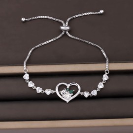 NOBRAND BAUNA Adjustable Panda Bracelet - Panda Lover Gift Heart Charm Bracelet For Girl Woman
