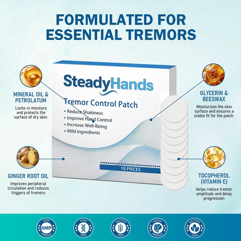 HENGRUNXIN Hands Tremor Control Patch,Essential Tremor and Muscle Stability, Disposable