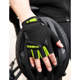 INBIKE Cycling Gloves Men's Half Finger Summer MTB Gloves Short Breathable Non-Slip Cycling Gloves Green L