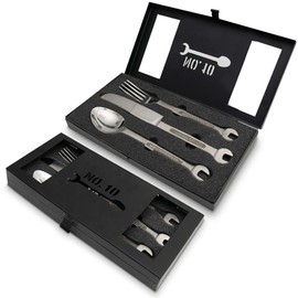 MikaMax No. 10 Wrench Cutlery Set, Wrench Set, Socket Spanner No. 10, Camping Tableware, Stainless Steel, 25.5 x 13 x 3.5 cm, Tool Set, Picnic Cutlery, Camping Gadgets