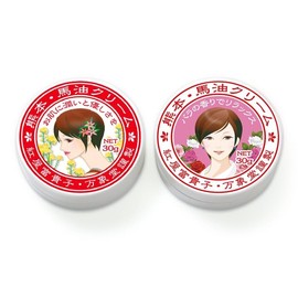 Manshodo Horse Oil Cream, 1.1 oz (30 g), Lavender, Set of 2 Roses, Hand Cream, Character Labels, Sensitive Skincare, Aso Essential Oils, Effects, Additive-free, Made in Japan, Moisturizing, Rough