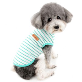 Zunea Dog Shirts for Small Dogs Summer Puppy Pet Clothes T-Shirts Soft Cotton Vest Striped Breathable Sleeveless Tank Top Pet Cats Chihuahua Basic Tee Shirt Apparel for Dogs Girls Boys Green S