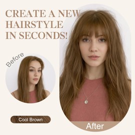 Hair Toppers for Women Real Human Hair,TESS Human Hair Toppers,Bangs Hair Clip in Human Hair Toppers,Invisible 100% Human Hair Toppers for Thin Hair,8 * 11cm Lace Soft Base 11inch/20g Cool Brown