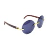 Dweebzilla Diplomat Rimless Aviator Metal & Faux Wood Buffs Dark