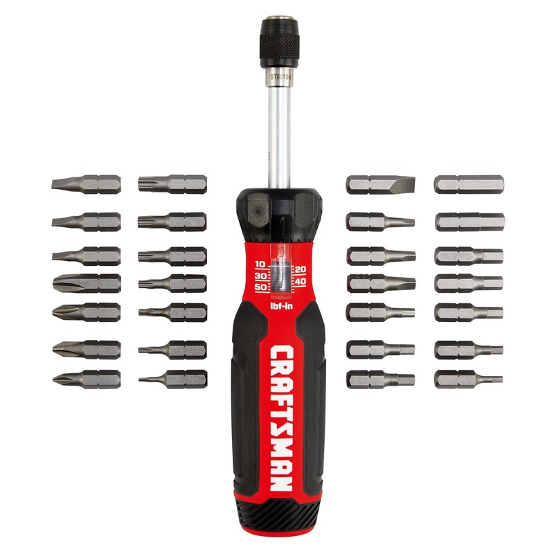 CRAFTSMAN Torque Screwdriver Set with Storage, 1" Phillips, Slotted, Hex,