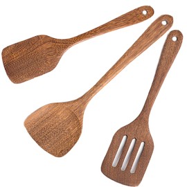 Wood Kitchen Utensils Wooden Spatulas Turner Non-Stick Wood Utensil Set for Kitchen, Teak Wooden Spoon for Cooking, Wooden Cooking Spoons with Spatula Set, Slotted Spoon Kitchen Tools