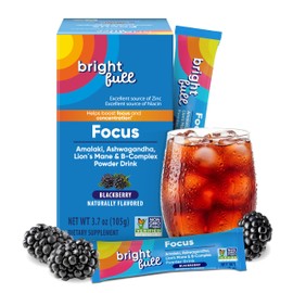 BRIGHTFULL Focus Sugar Free Dietary Supplement Drink Mix with Ashwagandha, Lion’s Mane, B Vitamins B1 B2 B3 B5 B6 B12, for Cognitive Performance & Clarity BlackBerry, 21 Day Supply