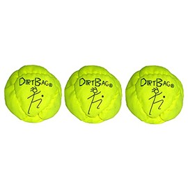 DIRTBAG Classic Footbag Hacky Sack 3 Pack, Handmade, Pro-Grade Durability, Original Design, Machine Washable - Fluorescent Yellow