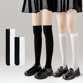 Basic Knee-High Socks: Simple Student Style Women's Stockings White/42cm 2ea