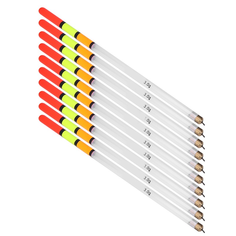 10 pcs Durable Plastic Fishing Floats Bobber Stick Tube Multi