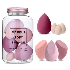 Esponja de Maquillaje Beauty Blenders, Esponja Facial Maquillaje para Bases (Rosa 7 Pz)