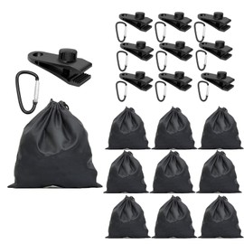 Powerruif Portable Weight Bag, Tarpaulin Tensioner, Tarpaulin Clips, 10 Tarpaulin Attachments, 10 Sandbags and 10 Clips for Attaching Tents, Curtains, Tablecloths, Awnings