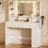 COMHOMA Vanity Desk with Lighted Mirror and Power Outlet, RGB