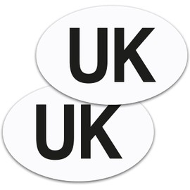 TMS - Magnetic NEW UK Car Stickers For Europe 2021, 2 Pack For Driving Abroad. Strong, Durable, Weather Resistant, Long Lasting, UK PLATES, SIGNS FOR Use In The EU or European Countries (White)