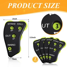 Deekin 2 Pieces 4 Wheel Baseball Umpire Clicker Black Umpire Indicator Gear Practical Baseball Counter Clicker for Innings Scorekeeper Recording Outs Innings Balls Softball Referee (Black Green)
