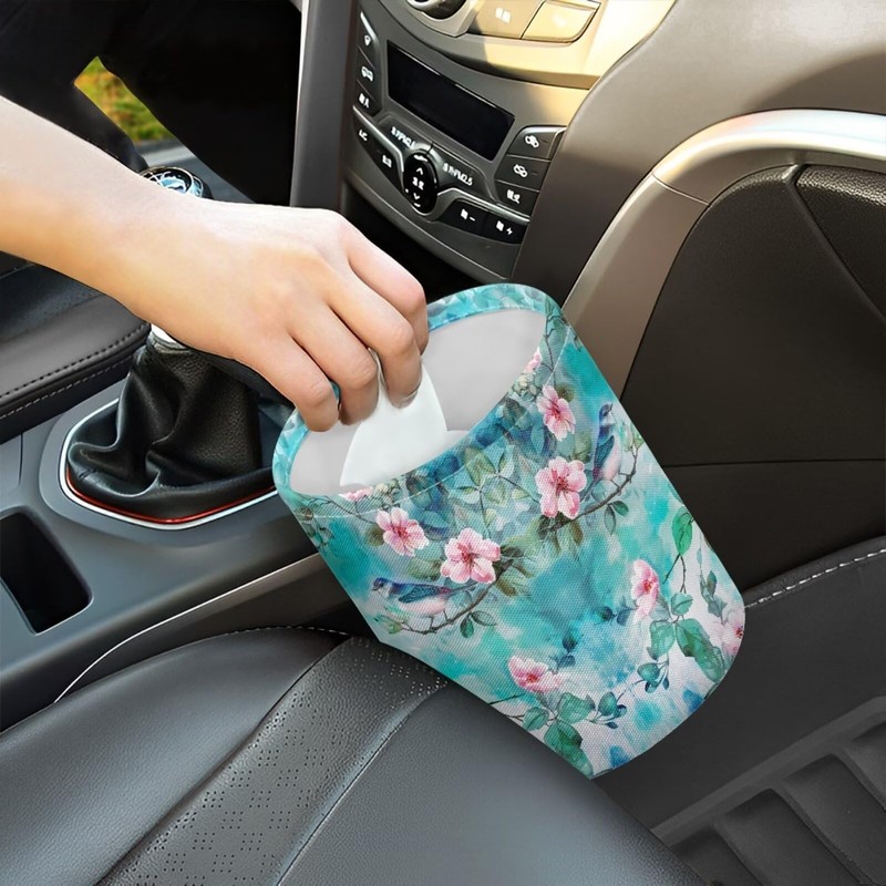 Panskyllis Green Hummingbird Car Trash Bin Garbage Can Leak Proof