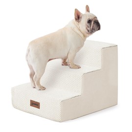 ZOMISIA Dog Steps for Couch - Pet Stairs for Small Dogs and Cats, Dog Steps with Non-Slip Bottom Grey 3 Steps, Beige