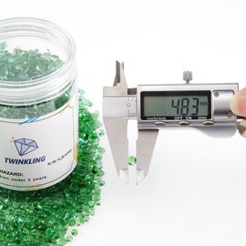 TWINKLING High Luster Round Fire Glass Stones,Glass Marbles,Glass Pebbles,Glass Beads Gems for Fire Pit Vase Fillers Crafts Aquarium Garden Decoration,3-6mm,1-Pound Jar (Light Green)