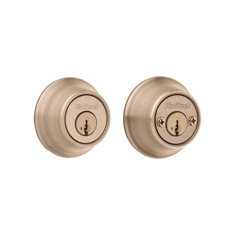 Kwikset SmartKey Security Antique Brass Metal Double Cylinder Deadbolt