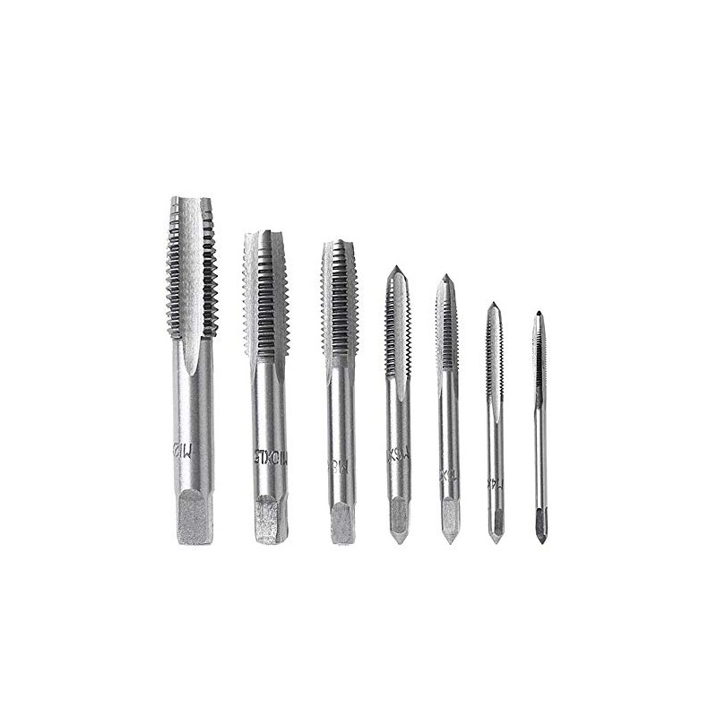 QISF 7Pcs Bearing Steel Metric Screw Thread Tap M3-M12 Plug