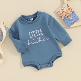 Frietlebird Big Sister Little Brother Matching Outfits Newborn Baby Boy Sweatshirt Romper Long Sleeve Onesie Fall Winter Clothes (C-Blue Romper,0-3 Months)