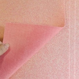 Jtnohx Glitter Felt Fabric, 10pcs Glitter Felt Sheets for Crafts, 8 x12 inches Felt Square Glitter for Party Holiday Greeting Festival Projects (Pink)