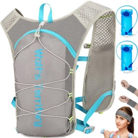 Running Hydration Vest Backpack, Lightweight Water Backpack with 2*2L Leakproof Hydration Bladder+2*Wrist Brace+1*Head Band, Hydration Backpack Running Vest for Hiking Biking Running for Women Men
