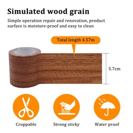 5M Woodgrain Patterned Duct Tape Wood Grain Tape Wood Effect Floor Repair Tape for Furniture Door Craft Covering Furniture Door Scratches