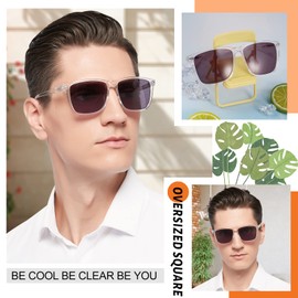 MARE AZZURO Oversized 1.50 Reader Sunglasses Men Outdoor Reading Glasses 100 125 150 175 200 225 250 275 300 350 400 (Transparent, 1.5)