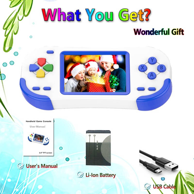 Douddy レトロハンドヘルドゲームコンソール 子供用 4~12歳 218パズル内蔵 レジャービデオゲーム 充電式 3.0インチスクリーン 電子機器ゲームプレーヤー おもちゃ