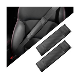 TSUGAMI 2PCS Car Seat Belt Covers, Microfiber Leather Vehicle Searbelt Shoulder Strap Pad Cushion, Breathable Auto Safety Belt Neck Protectors Accessories, Universal for SUV, Truck, RV (Black)