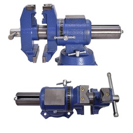 TJHSM 6 Blue Bench Vise Swivel Base and Head with Anvil, Multipurpose Heavy-Duty 360-Degree Vise Rotation Clamp-on for Clamping Fixing Equipment Home or Industrial Use