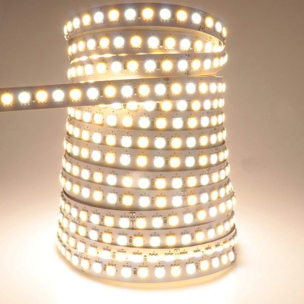 LEDENET 16.4ft LED Flexible Light Strip,600 Units SMD 5050 LEDs,24V Non-Waterproof LED Ribbon Warm White and Daylight White Adjustable 2800K-7000K